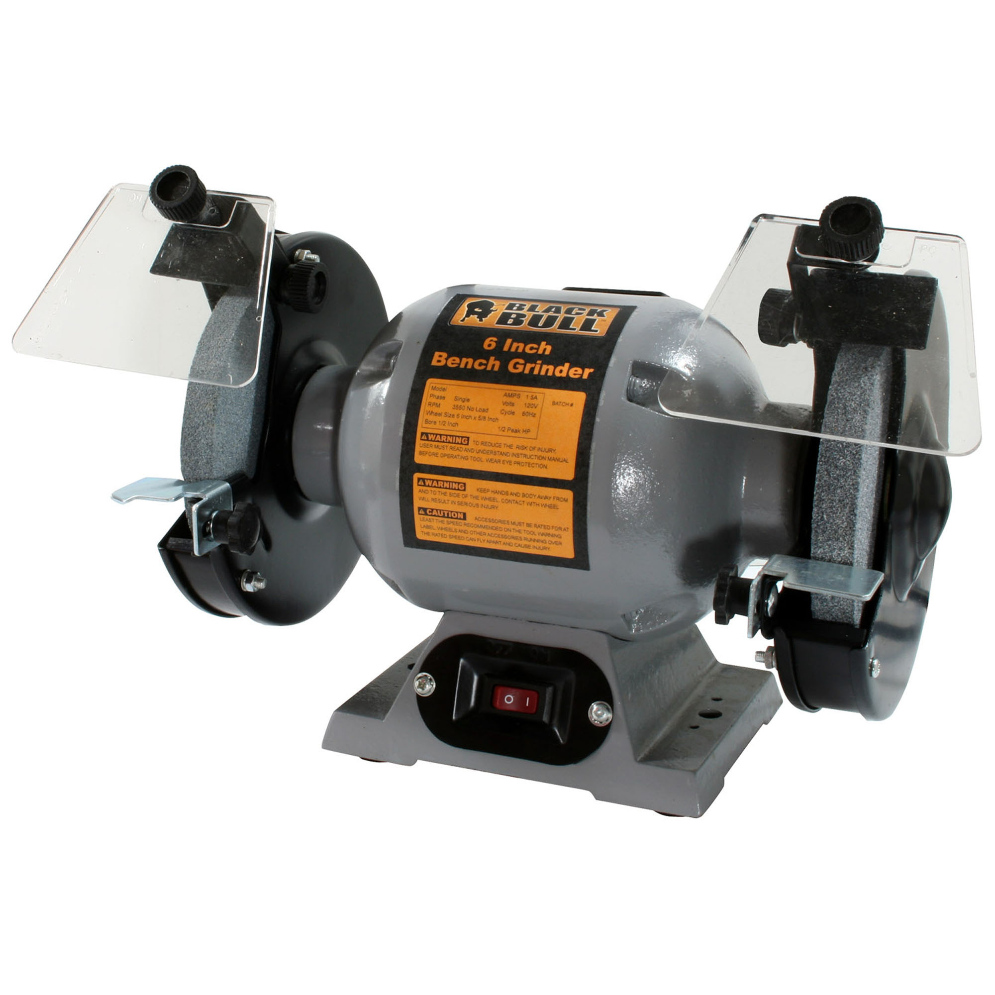 Buffalo Tools, 6in. BENCH GRINDER, Wheel Diameter 6 in, Max. Speed 3560 rpm, 1/2 HP, Model# BG6UL